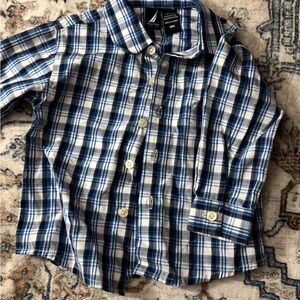 Nautica Baby Boys Plaid Button Down Shirt – Navy/White 18M